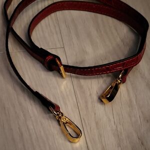 Prada Red Leather Croc Embossed Strap with Gold Clasps